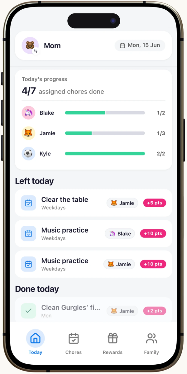 Groove Home — a parent’s view of the family’s chores today